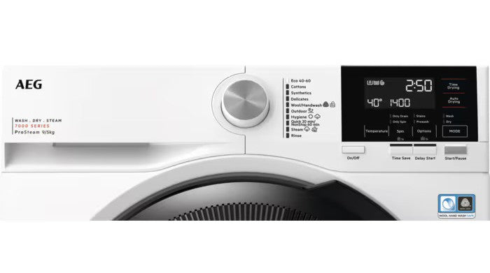 AEG 220 volts steam washer dryer combo 220v 240 volt 9 kg washer 5 kg dryer combo 50 hz for use overseas model LWR7195220v